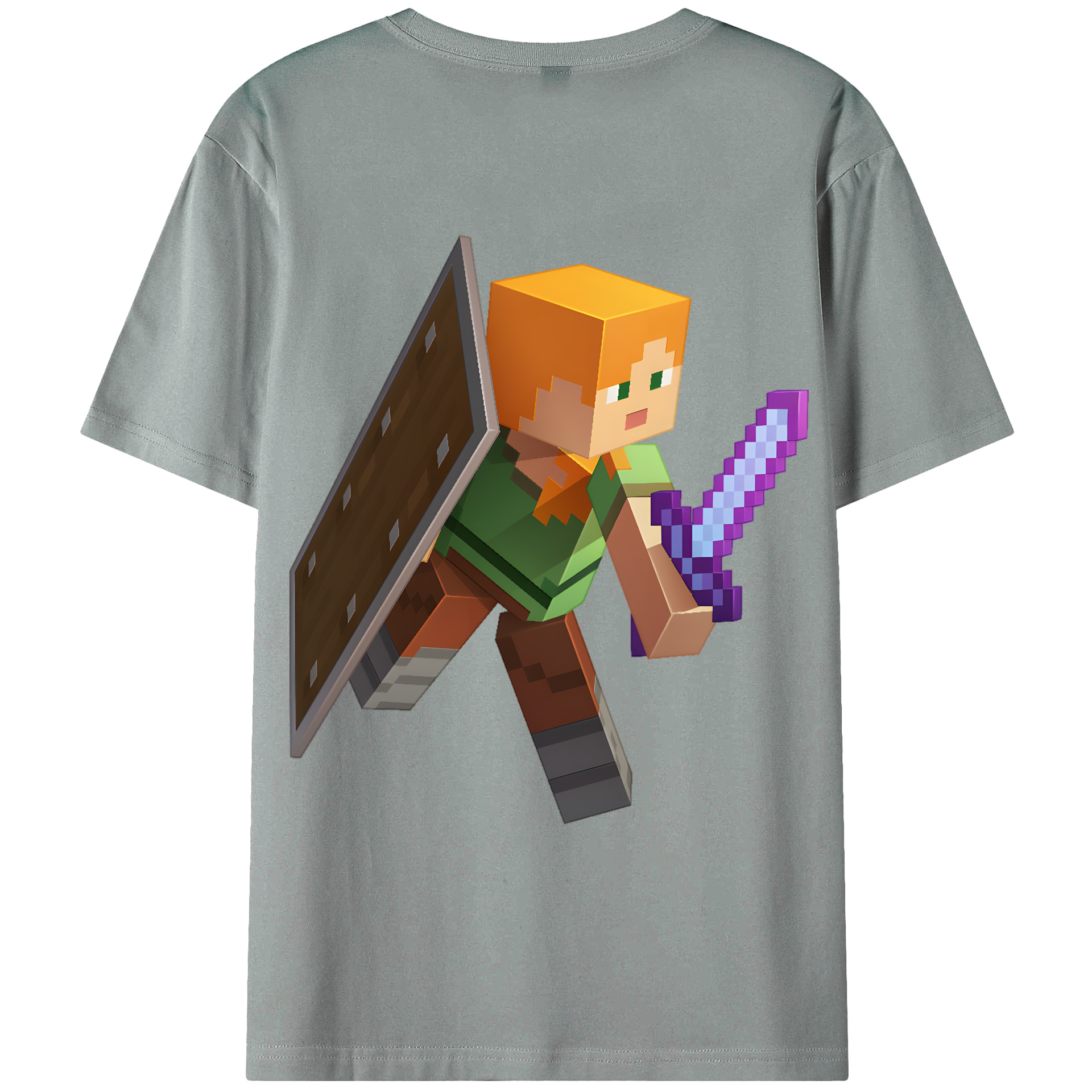 （画像用） マインクラフト ブロックの世界 Minecraft MC Block world 綿100％ メンズ半袖Tシャツ（バックプリント） 通気性